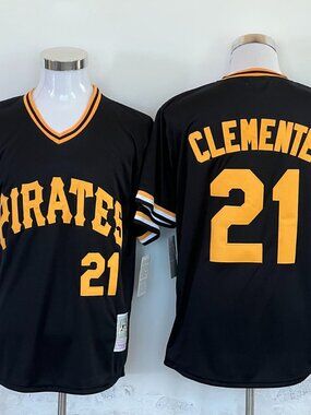 Roberto Clemente #21 Pittsburgh Pirates Black Baseball Jersey V-Neck